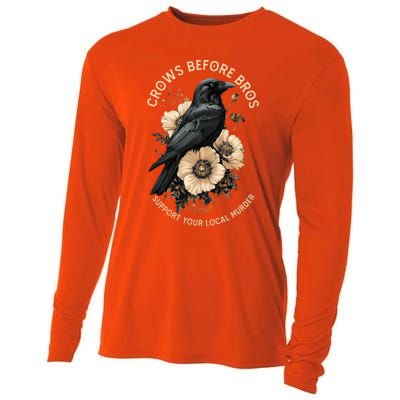 Crows Before Bros Support Your Local Murder Design Cooling Performance Long Sleeve Crew