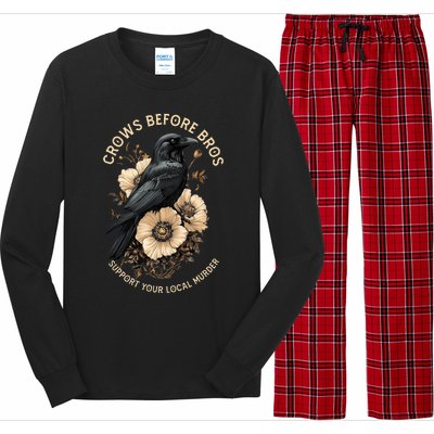 Crows Before Bros Support Your Local Murder Design Long Sleeve Pajama Set