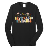 Cultivando Bilingues Best Spanish Teacher Dual Language Crew Long Sleeve Shirt