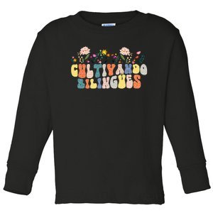 Cultivando Bilingues Best Spanish Teacher Dual Language Crew Toddler Long Sleeve Shirt