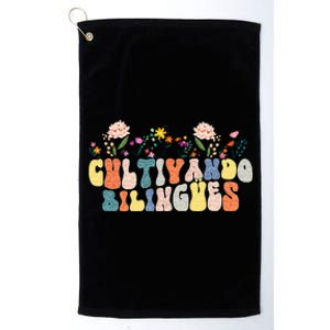 Cultivando Bilingues Best Spanish Teacher Dual Language Crew Platinum Collection Golf Towel