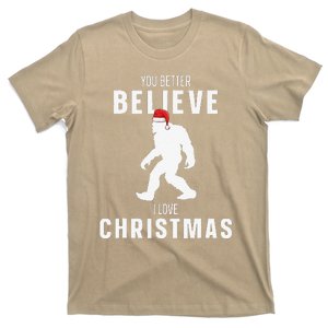 Christmas Bigfoot Believe Santa Sasquatch I Love Christmas T-Shirt