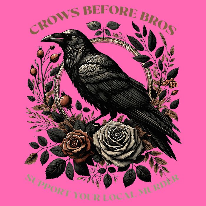 Crows Before Bros Support Your Local Murder Stripe Pom Pom Beanie
