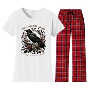 Crows Before Bros Support Your Local Murder Women's Flannel Pajama Set