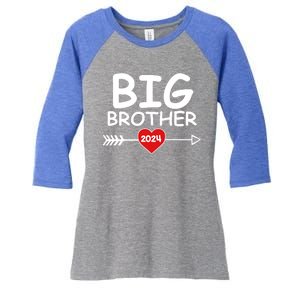 Cute Big Brother 2024 Arrow Heart Women's Tri-Blend 3/4-Sleeve Raglan Shirt