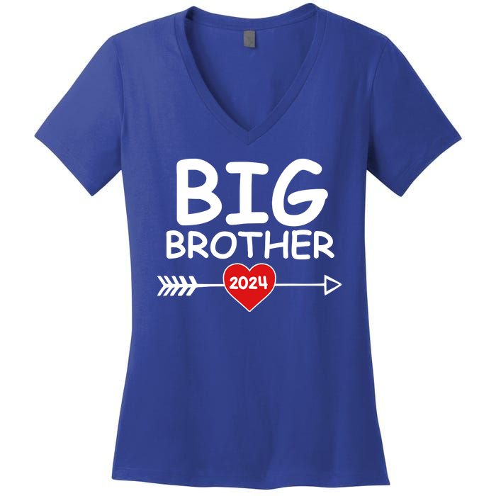 Cute Big Brother 2024 Arrow Heart Women's V-Neck T-Shirt