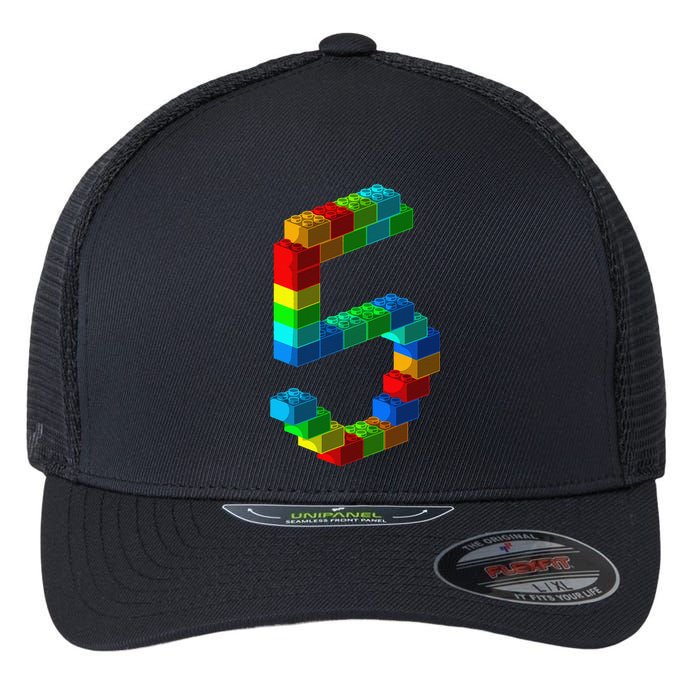 Cute Block Building 5th Birthday Gift 5 Years Old Flexfit Unipanel Trucker Cap