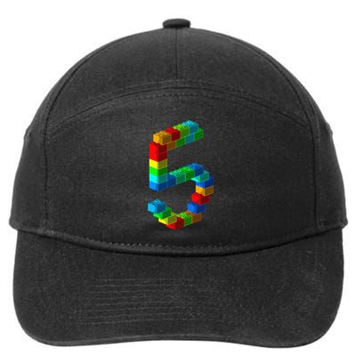 Cute Block Building 5th Birthday Gift 5 Years Old 7-Panel Snapback Hat