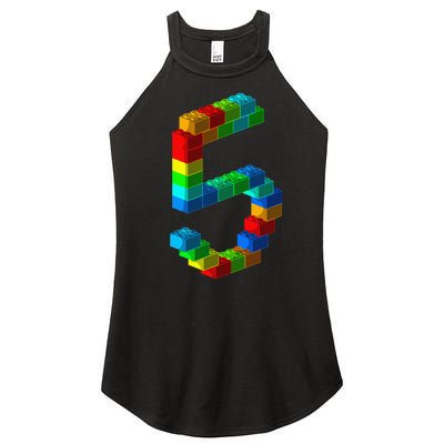 Cute Block Building 5th Birthday Gift 5 Years Old Women’s Perfect Tri Rocker Tank