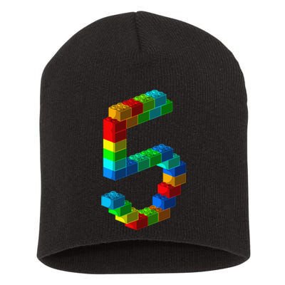 Cute Block Building 5th Birthday Gift 5 Years Old Short Acrylic Beanie