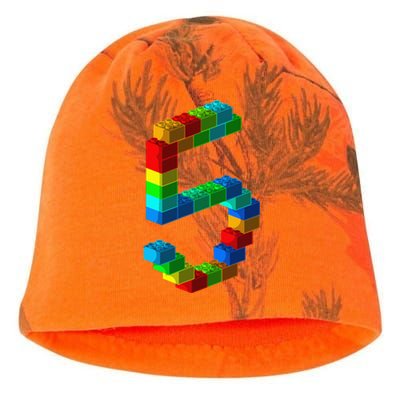 Cute Block Building 5th Birthday Gift 5 Years Old Kati - Camo Knit Beanie