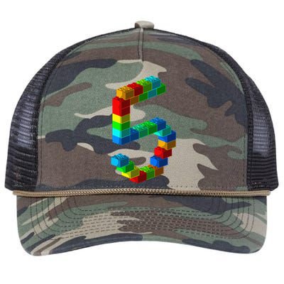 Cute Block Building 5th Birthday Gift 5 Years Old Retro Rope Trucker Hat Cap