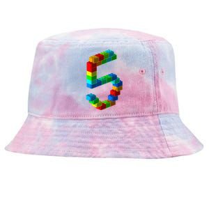 Cute Block Building 5th Birthday Gift 5 Years Old Tie-Dyed Bucket Hat