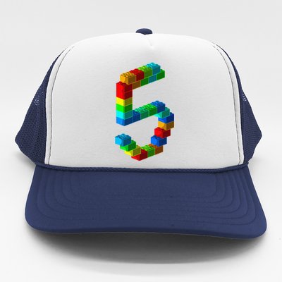 Cute Block Building 5th Birthday Gift 5 Years Old Trucker Hat