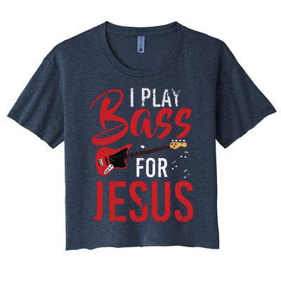 Christian Bassist Bass Player Jesus Bass Guitar Women's Crop Top Tee