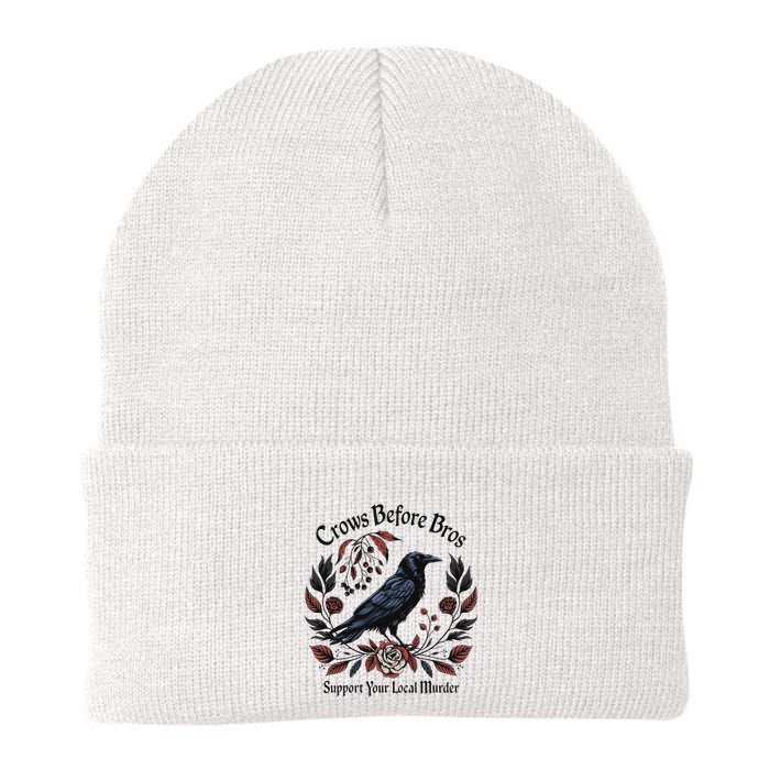 Crows Before Bros Support Your Local Murder Knit Cap Winter Beanie
