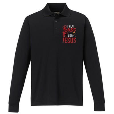 Christian Bassist Bass Player Jesus Bass Guitar Performance Long Sleeve Polo