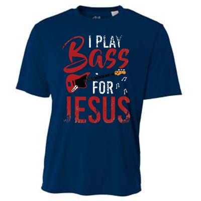 Christian Bassist Bass Player Jesus Bass Guitar Cooling Performance Crew T-Shirt