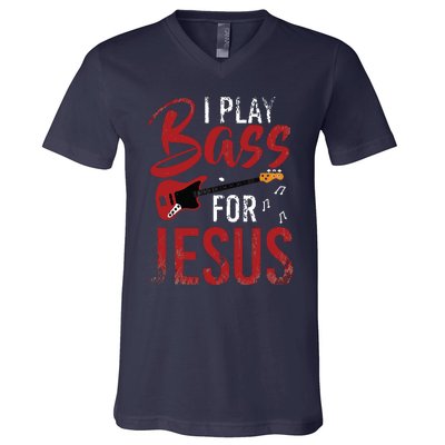 Christian Bassist Bass Player Jesus Bass Guitar V-Neck T-Shirt