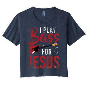 Christian Bassist Bass Player Jesus Bass Guitar Women's Crop Top Tee