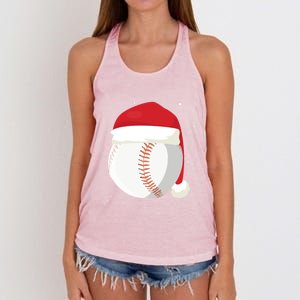 Christmas Baseball Ball Santa Claus Hat Xmas Catcher Pitcher Gift Women's Knotted Racerback Tank