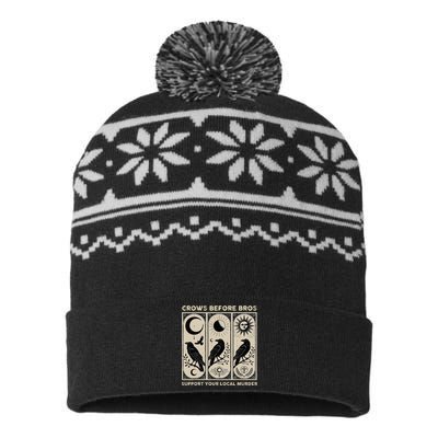 Crows Before Bros Support Your Local Murder USA-Made Snowflake Beanie