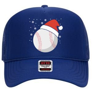 Christmas Baseball Ball Santa Claus Hat Xmas Catcher Pitcher Gift High Crown Mesh Back Trucker Hat