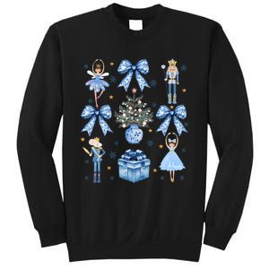 Coquette Blue Bow Nutcracker Xmas Merry Christmas Pajamas Sweatshirt