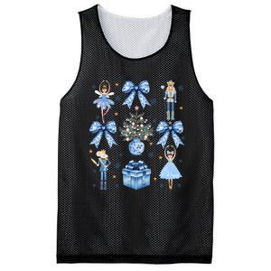 Coquette Blue Bow Nutcracker Xmas Merry Christmas Pajamas Mesh Reversible Basketball Jersey Tank