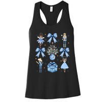 Coquette Blue Bow Nutcracker Xmas Merry Christmas Pajamas Women's Racerback Tank