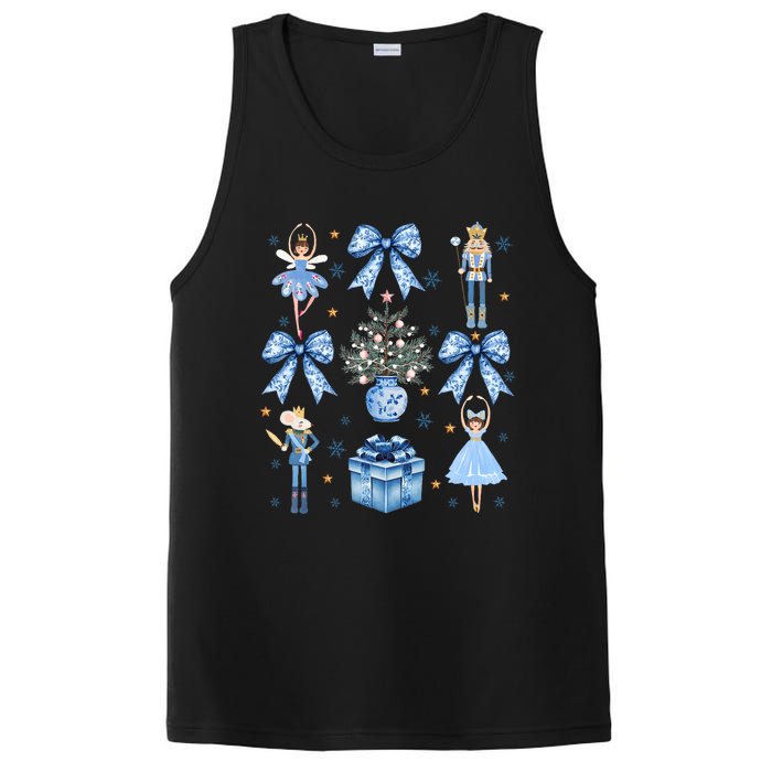 Coquette Blue Bow Nutcracker Xmas Merry Christmas Pajamas PosiCharge Competitor Tank