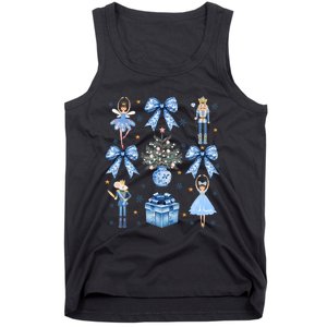 Coquette Blue Bow Nutcracker Xmas Merry Christmas Pajamas Tank Top