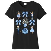 Coquette Blue Bow Nutcracker Xmas Merry Christmas Pajamas Women's T-Shirt