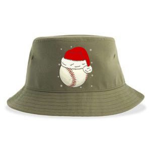 Christmas Baseball Ball Santa Hat Xmas Catcher Pitcher Funny Gift Sustainable Bucket Hat