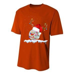 Christmas Baseball Ball Santa Hat Xmas Catcher Pitcher Gift Performance Sprint T-Shirt