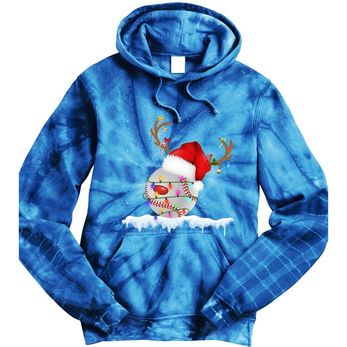 Christmas Baseball Ball Santa Hat Xmas Catcher Pitcher Gift Tie Dye Hoodie