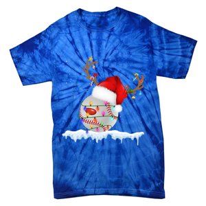 Christmas Baseball Ball Santa Hat Xmas Catcher Pitcher Gift Tie-Dye T-Shirt