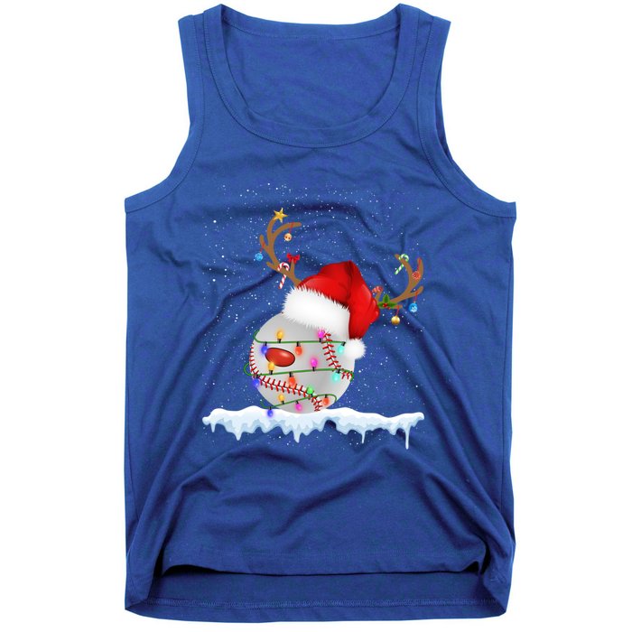 Christmas Baseball Ball Santa Hat Xmas Catcher Pitcher Gift Tank Top