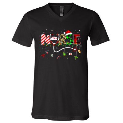 Christmas Boo Boo Crew Reindeer Nurse Buffalo Plaid Nurse V-Neck T-Shirt