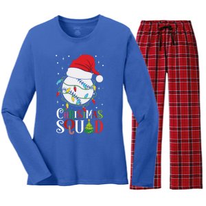 Christmas Baseball Ball Santa Hat Xmas Catcher Pitcher Gift Women's Long Sleeve Flannel Pajama Set 