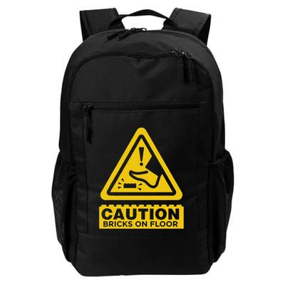Caution Building Bricks On Floor Funny Warning Sign Daily Commute Backpack