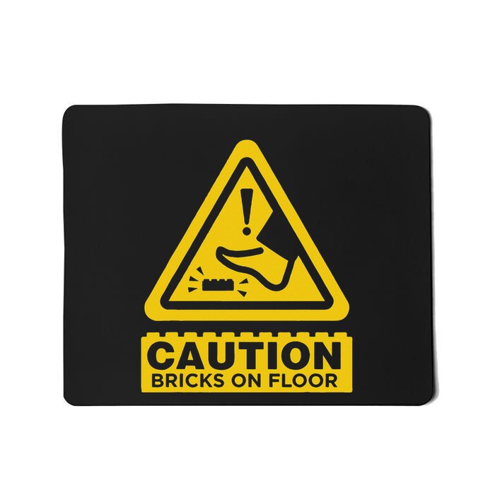 Caution Building Bricks On Floor Funny Warning Sign Mousepad
