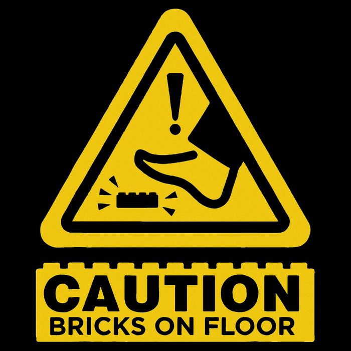Caution Building Bricks On Floor Funny Warning Sign Mousepad