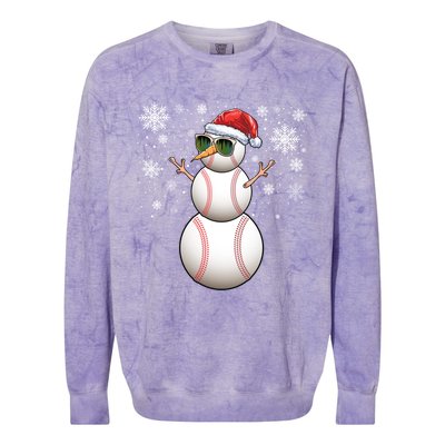 Christmas Baseball Ball Santa Snow Catcher Pitcher Gift Colorblast Crewneck Sweatshirt