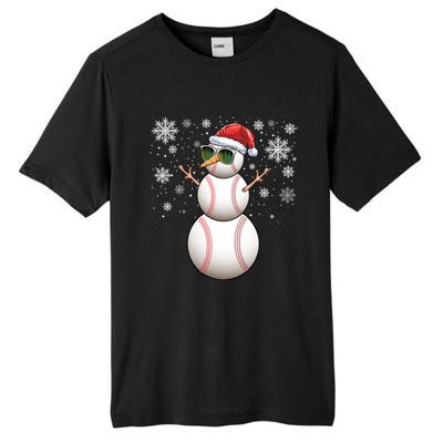 Christmas Baseball Ball Santa Snow Catcher Pitcher Gift Tall Fusion ChromaSoft Performance T-Shirt