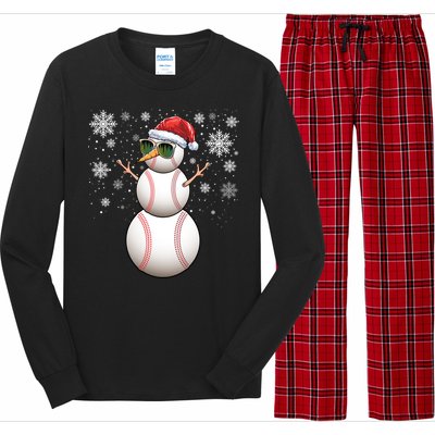 Christmas Baseball Ball Santa Snow Catcher Pitcher Gift Long Sleeve Pajama Set