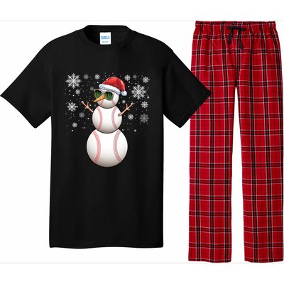 Christmas Baseball Ball Santa Snow Catcher Pitcher Gift Pajama Set