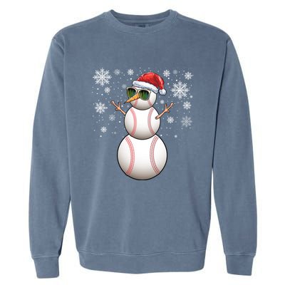 Christmas Baseball Ball Santa Snow Catcher Pitcher Gift Garment-Dyed Sweatshirt