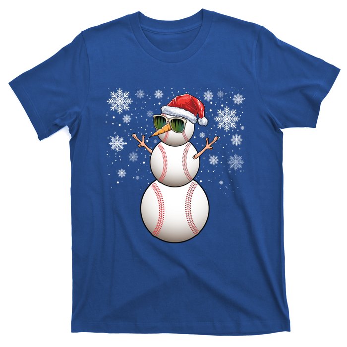 Christmas Baseball Ball Santa Snow Catcher Pitcher Gift T-Shirt