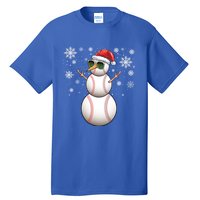 Christmas Baseball Ball Santa Snow Catcher Pitcher Gift Tall T-Shirt